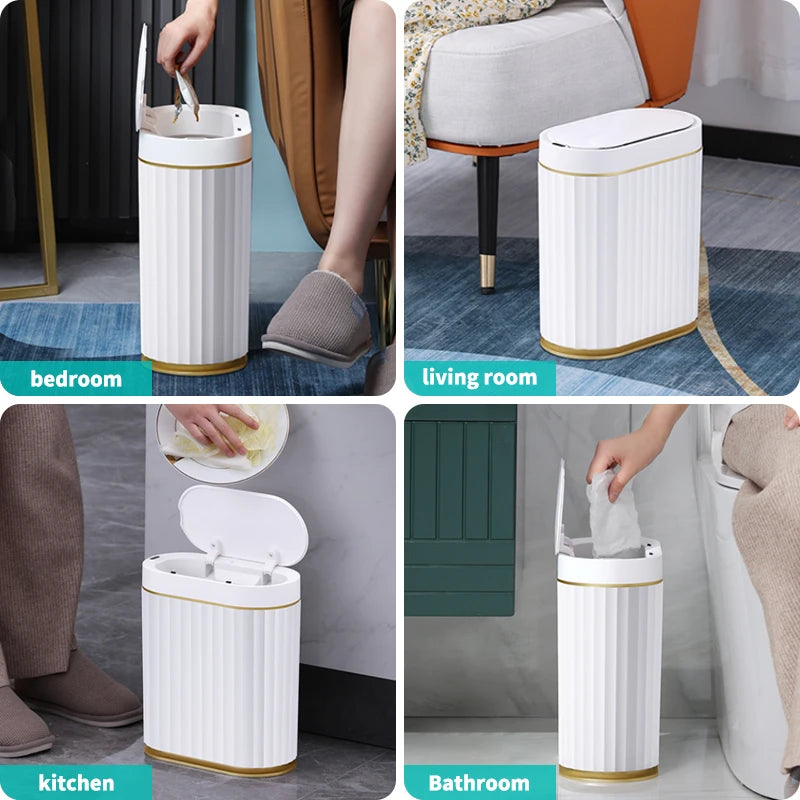 Smart Sensor Trash Can Touchless Sensor Trash Bin Trash Can with Lid Automatic Sensor Waste Basket
