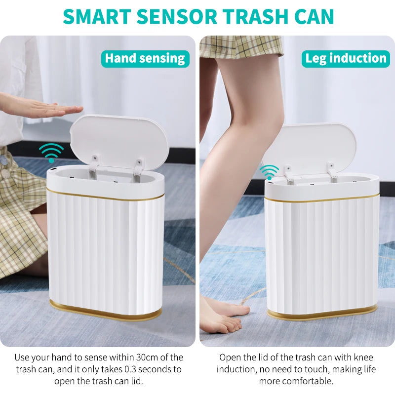 Smart Sensor Trash Can Touchless Sensor Trash Bin Trash Can with Lid Automatic Sensor Waste Basket