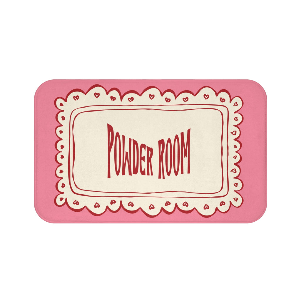 Powder Room Bath Mat | PINK Vintage Lace Doily Bathroom Rug