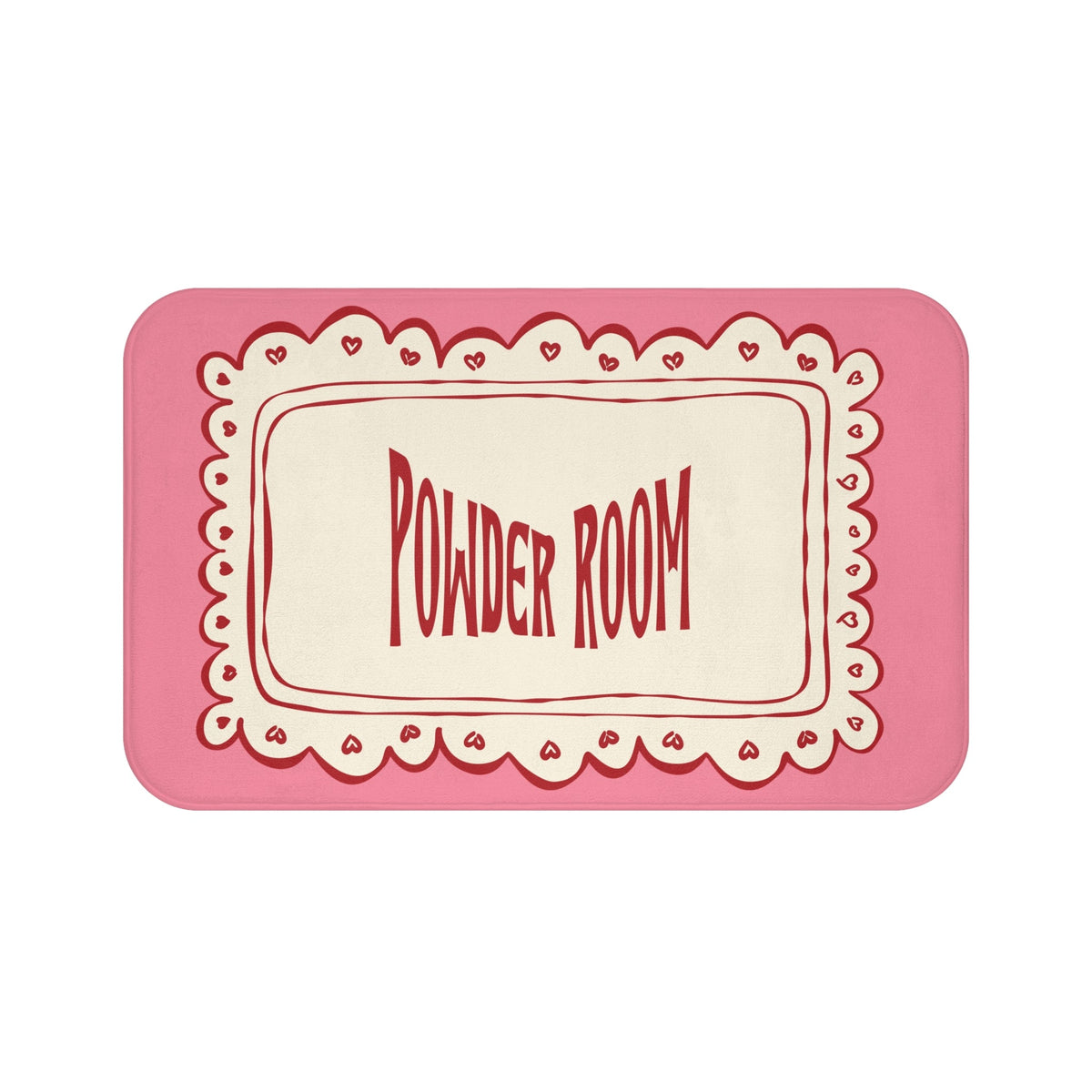 Powder Room Bath Mat | PINK Vintage Lace Doily Bathroom Rug