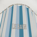 Tri-Color Azure Striped 'Le Bain' Shower Curtain – Modern Coastal Bathroom Decor