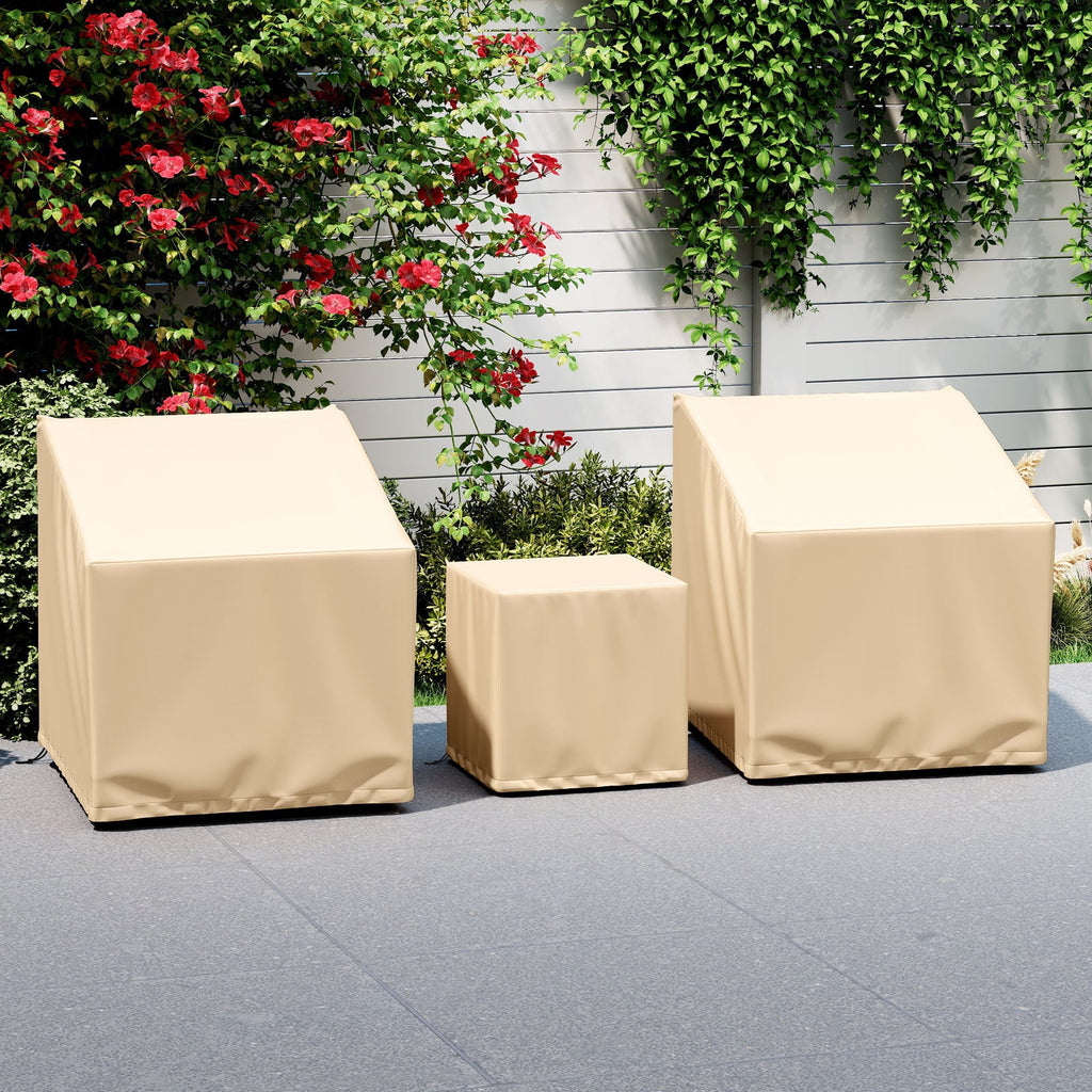 Patio Furniture Covers Waterproof Outdoor Conversation Covers for 3 Pieces Bistro Set-Beige