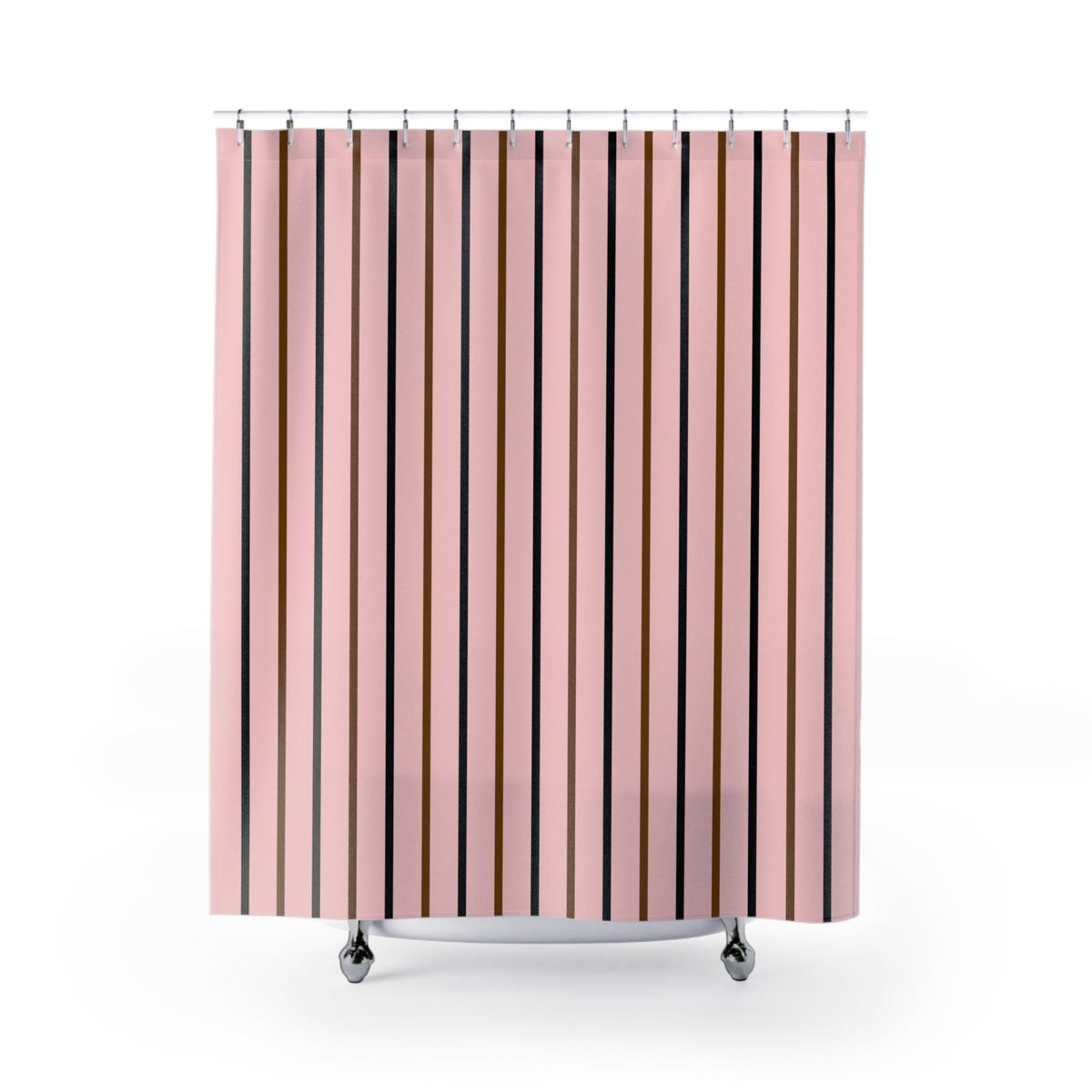 Sophisticated Pink Striped Shower Curtain — Modern Bath Accents