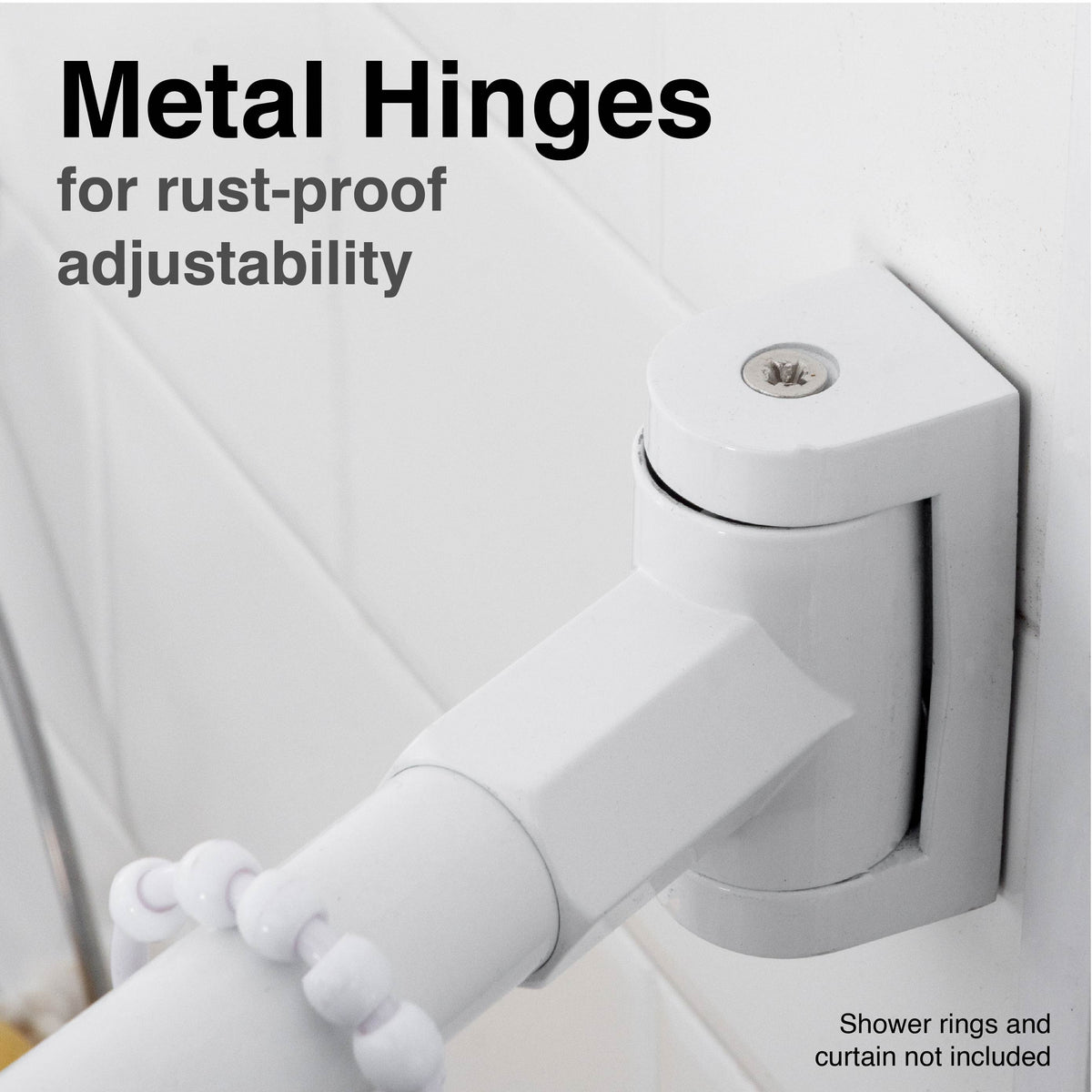 36 in. to 61 in. Curved Shower Rod (White Finish)