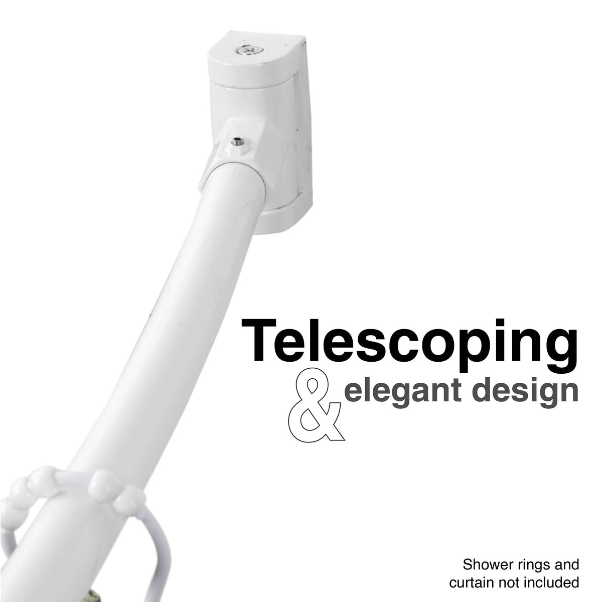 36 in. to 61 in. Curved Shower Rod (White Finish)