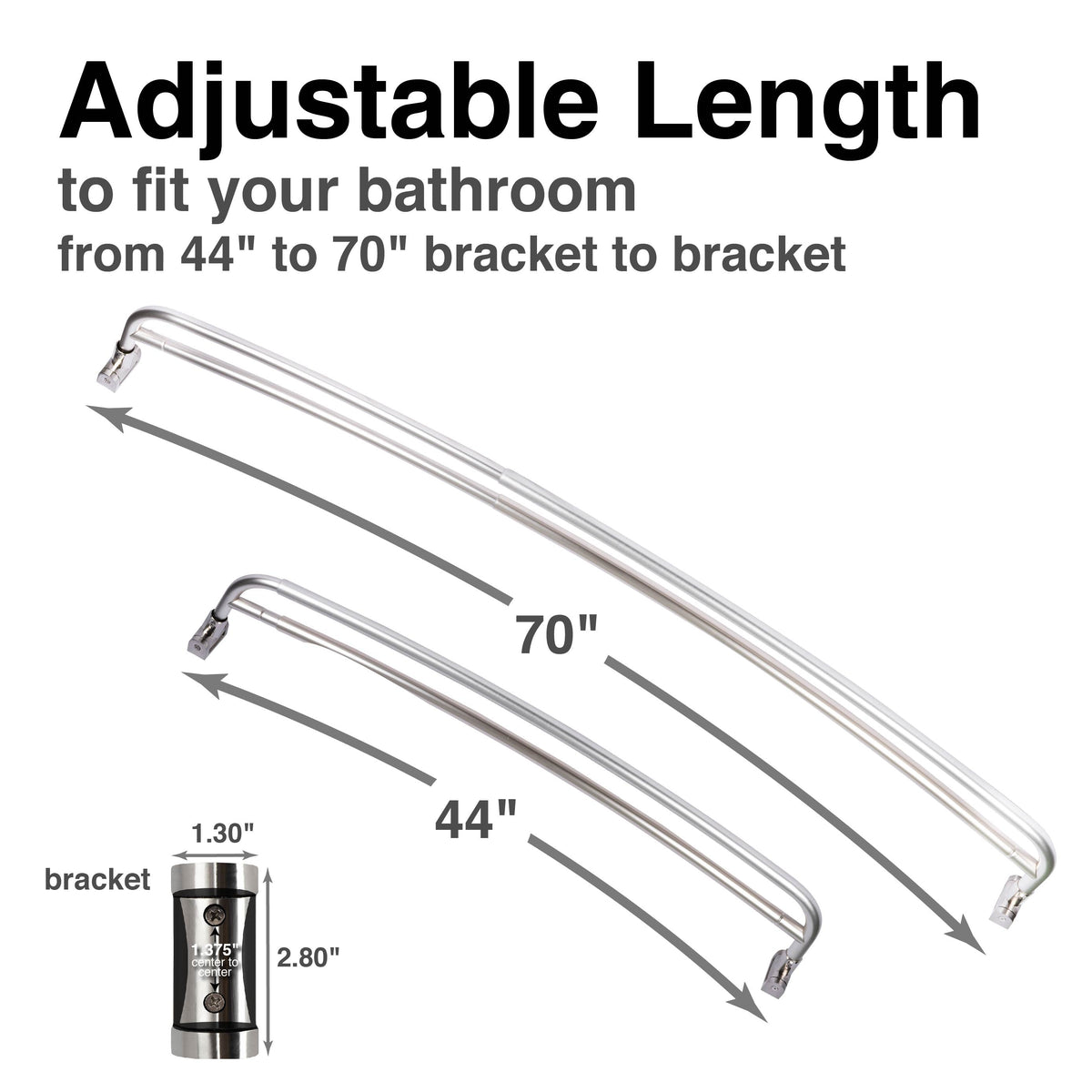 44 in. to 70 in. Double Curved Shower Rod (Brushed Nickel Finish)