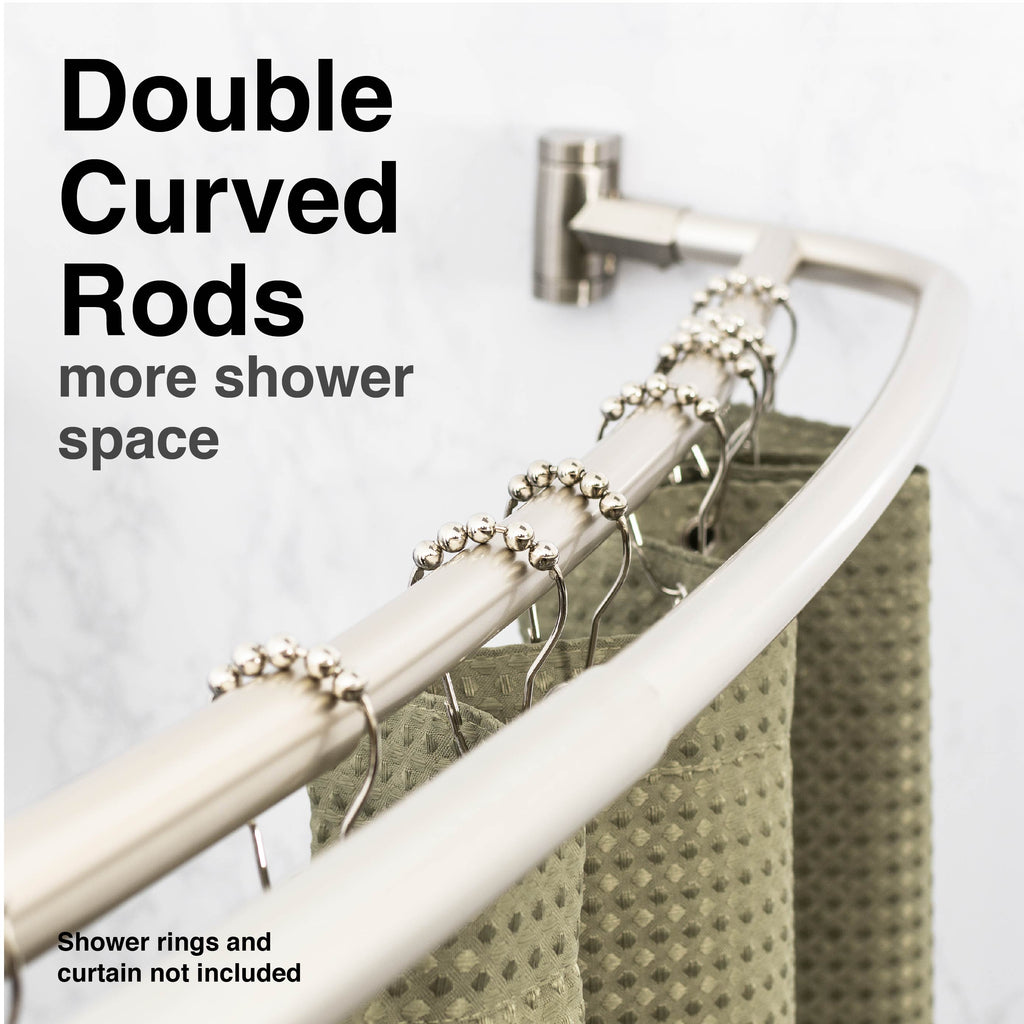 44 in. to 70 in. Double Curved Shower Rod (Brushed Nickel Finish)