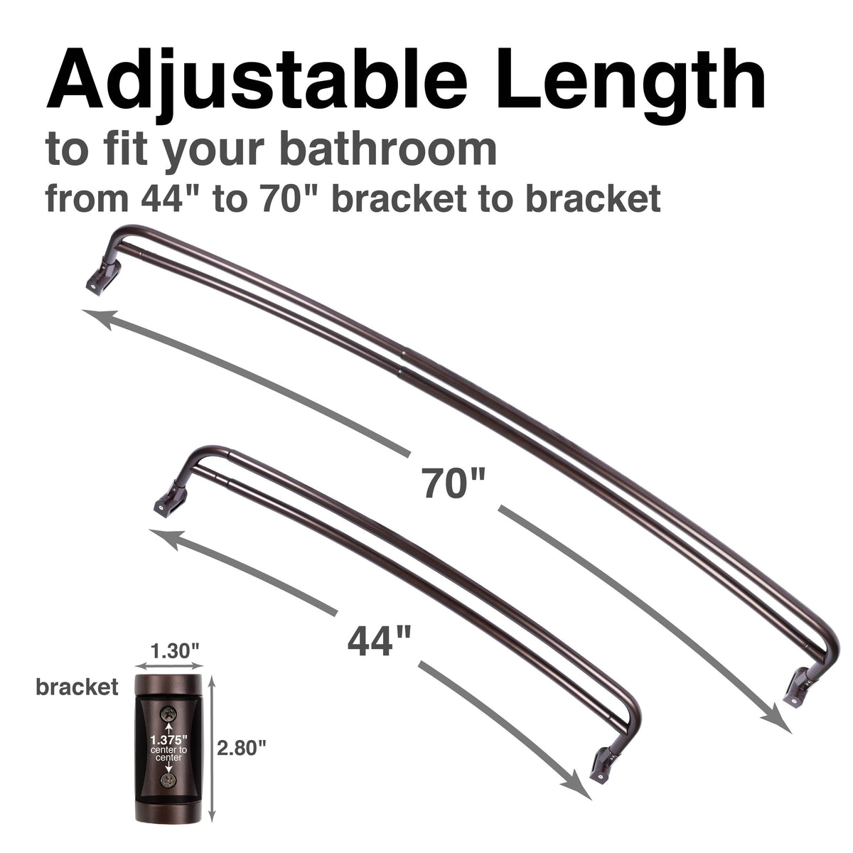44 in. to 70 in. Double Curved Shower Rod (Oil-Rubbed Bronze Finish)