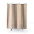 Neutral Vertical Stripe Shower Curtain — Beige & Taupe Modern Bathroom