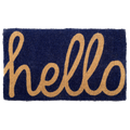 Cursive Hello Dark Blue Coir Doormat