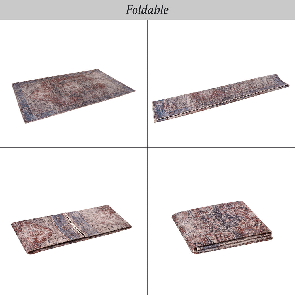 Unique Washable Area Rug with Low Pile - Multiple Colors