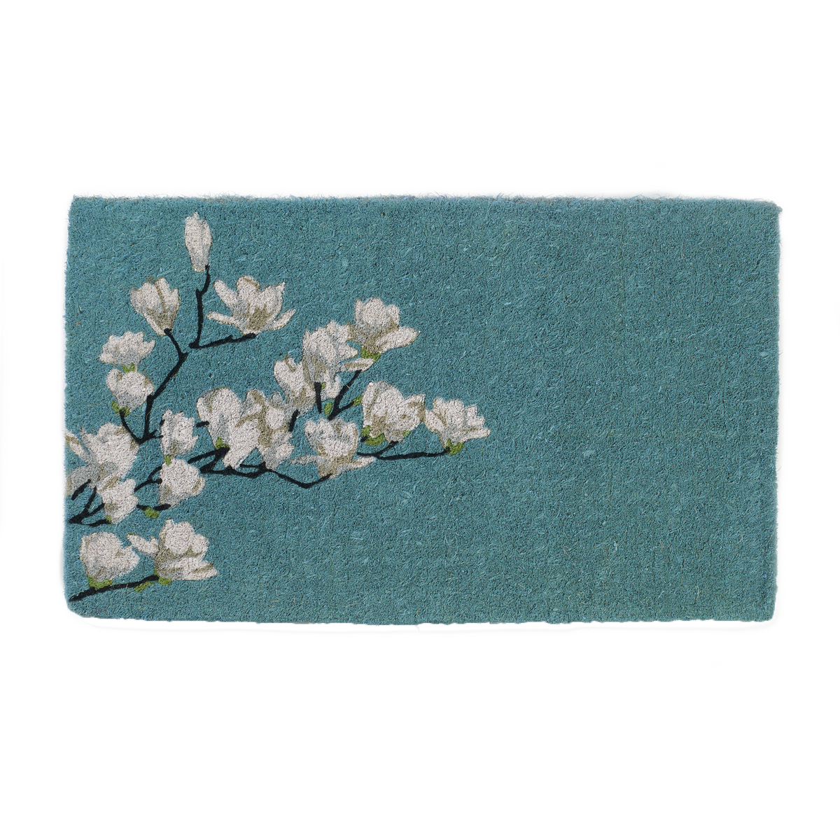 Magnolia Branch - Blue Coir Doormat
