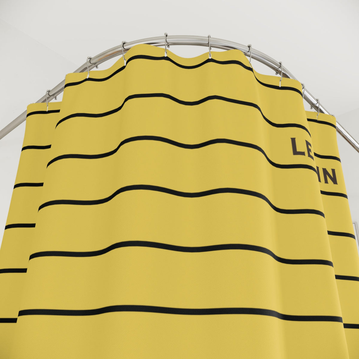 Le Bain Yellow Striped Shower Curtain — Minimalist French Bath Decor