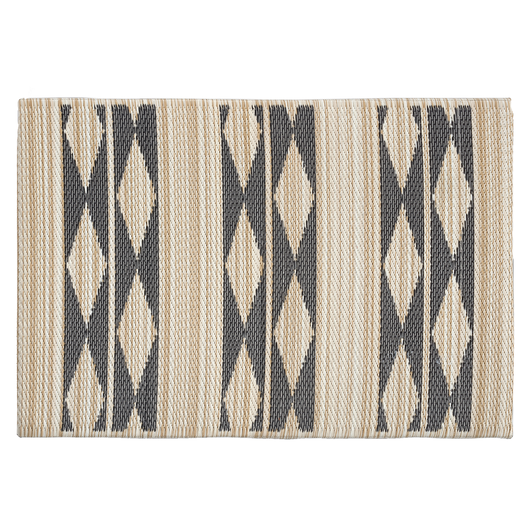 Cairo Natural & Black Outdoor Doormat - 24" x 36" Non-Slip, Recycled Plastic
