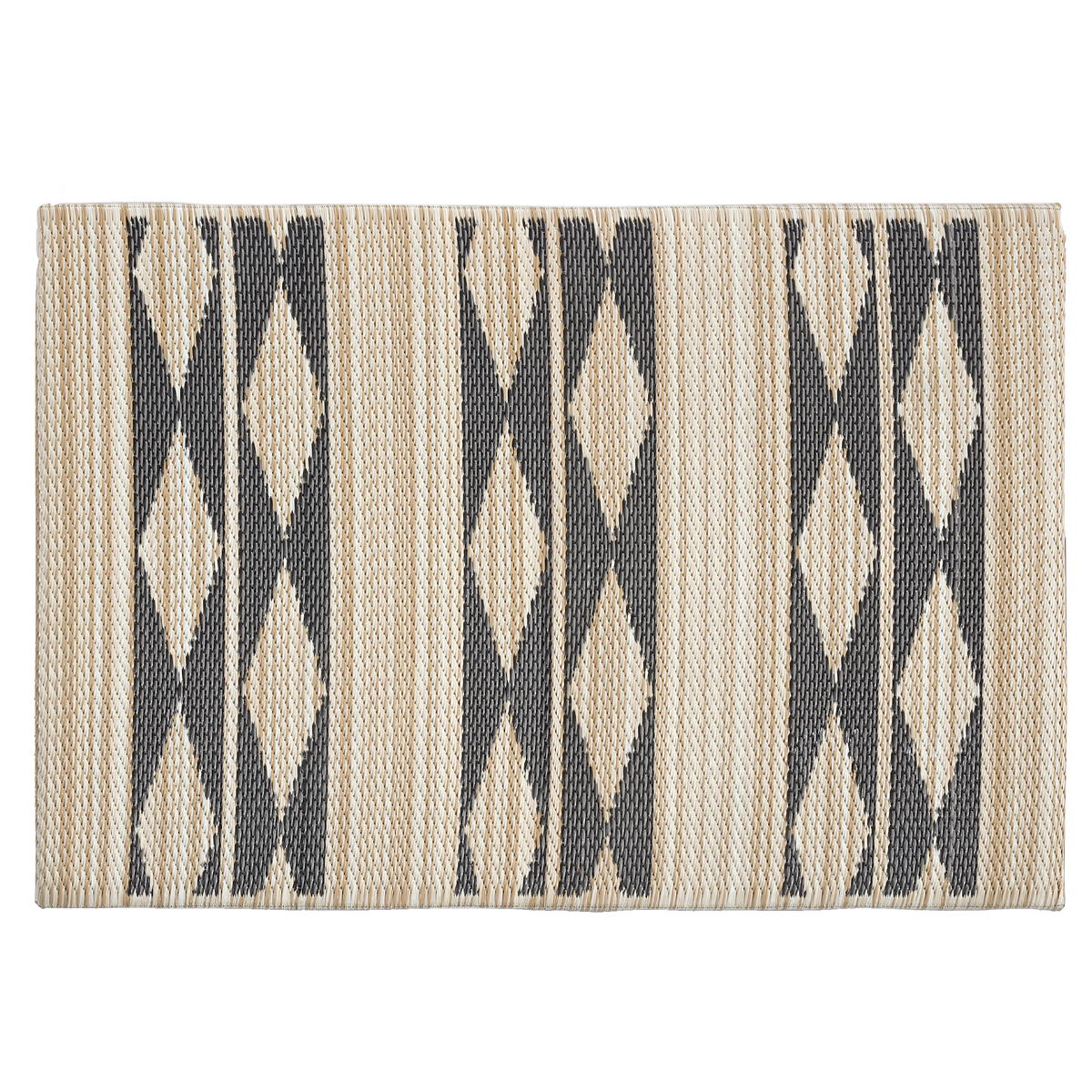 Cairo Natural & Black Outdoor Doormat - 24" x 36" Non-Slip, Recycled Plastic