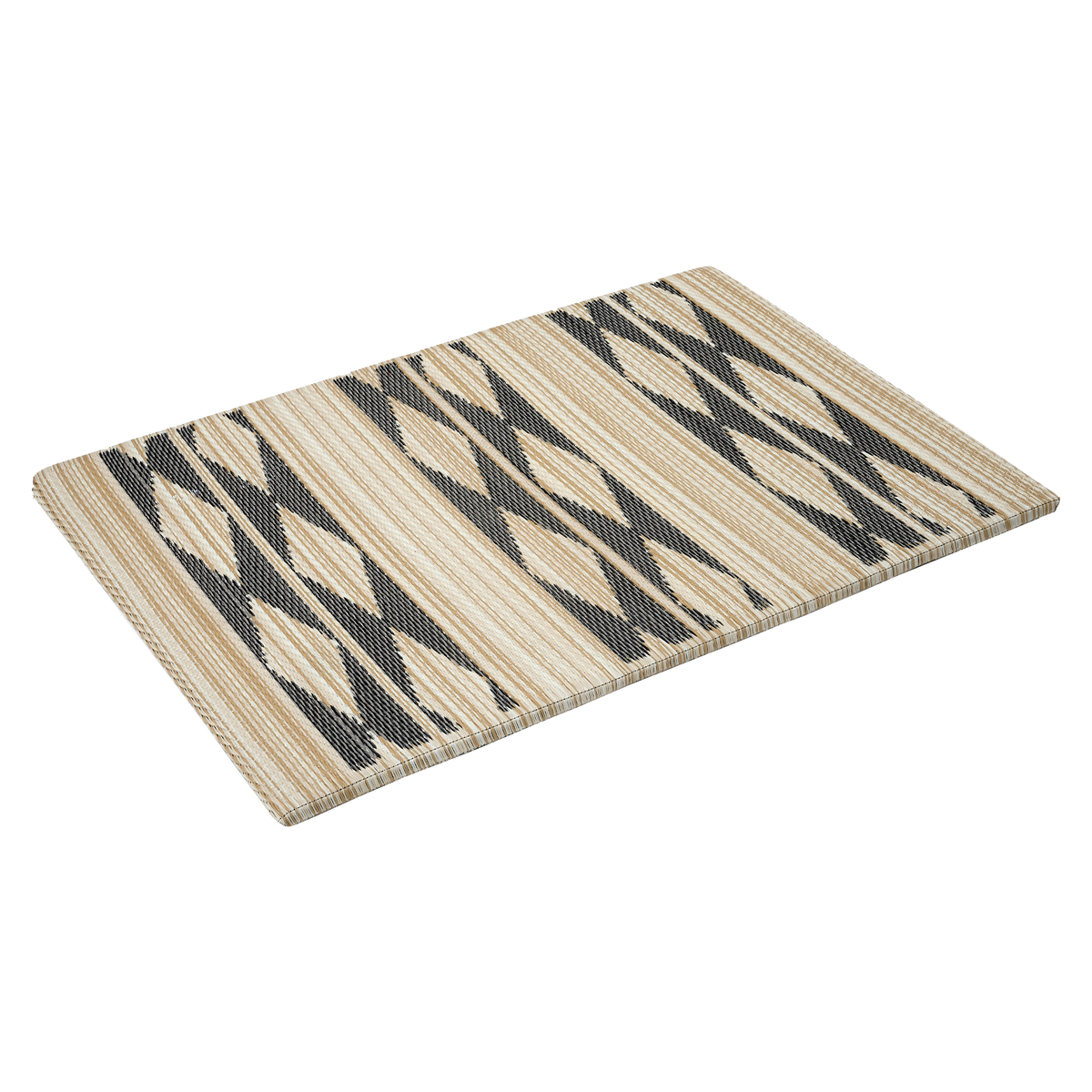 Cairo Natural & Black Outdoor Doormat - 24" x 36" Non-Slip, Recycled Plastic