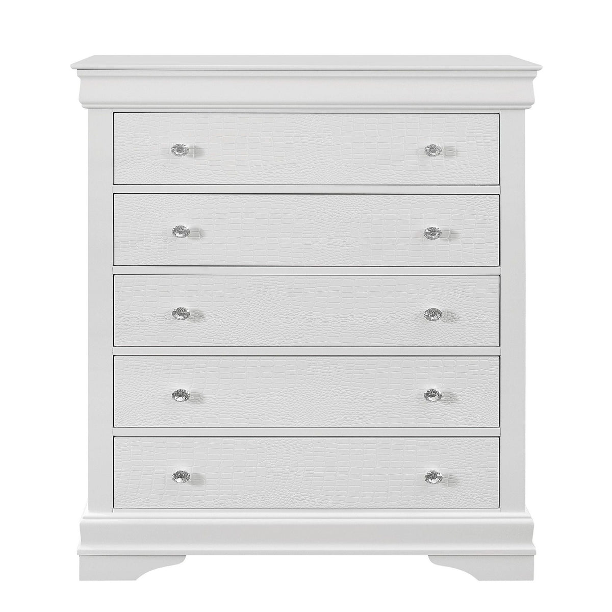 Shaker - 5 Pieces Bedroom Set With Crystal Inspired Tufted Headboard And LED Lighting