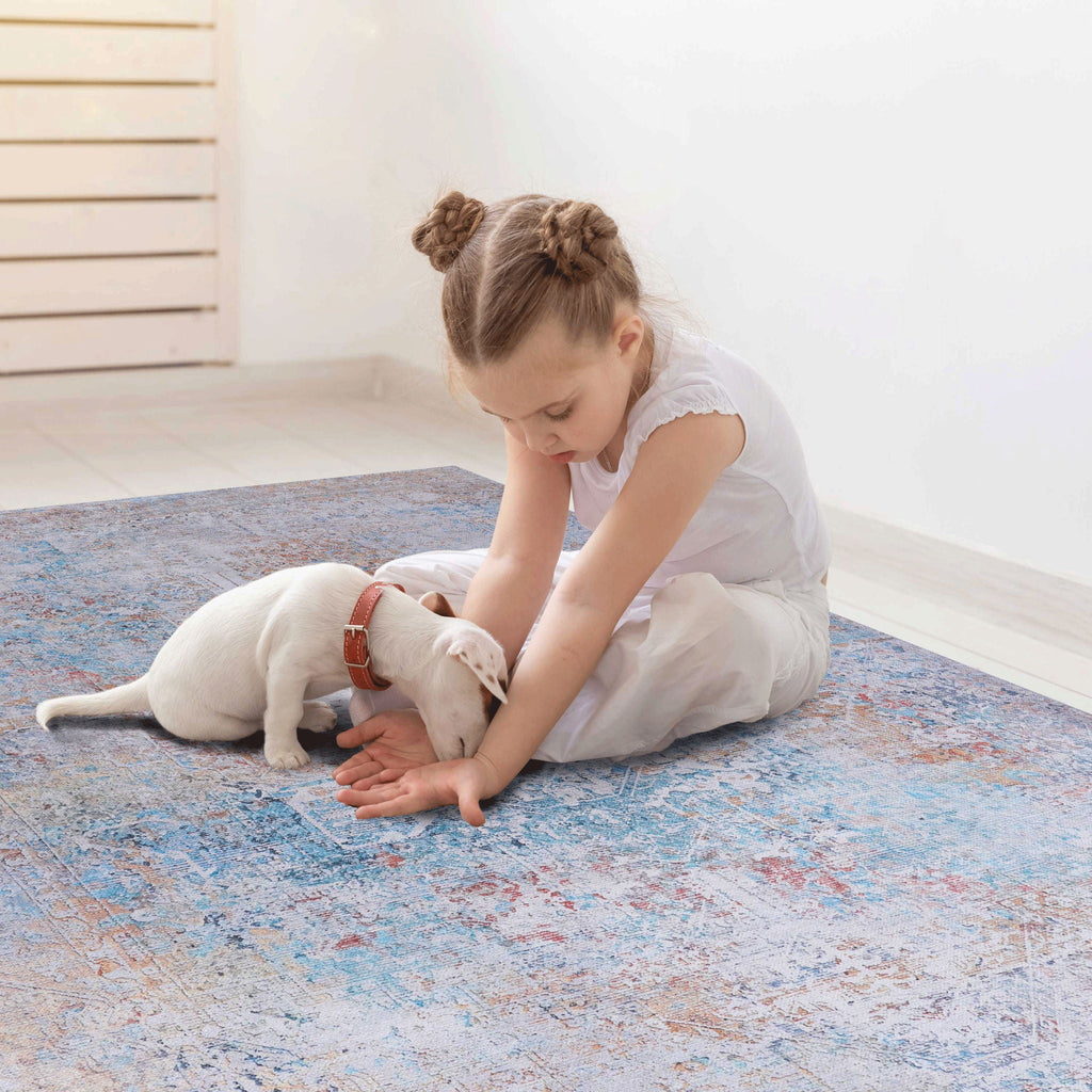 Unique Washable Area Rug with Low Pile - Multiple Colors