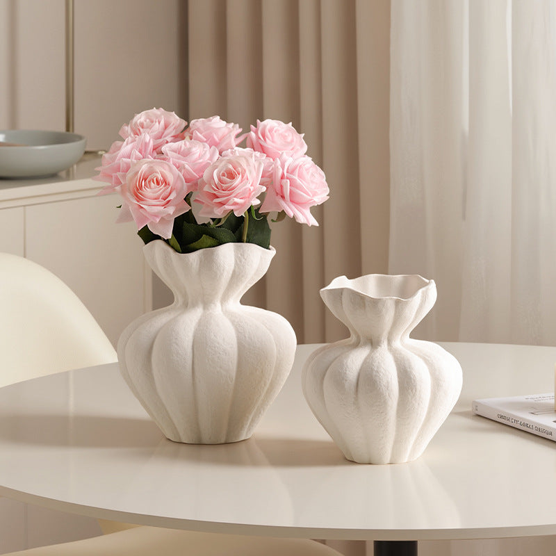Wabi Sabi Vase White Ornament Living Room Desktop Home Vintage Art Decorative Flower Utensils