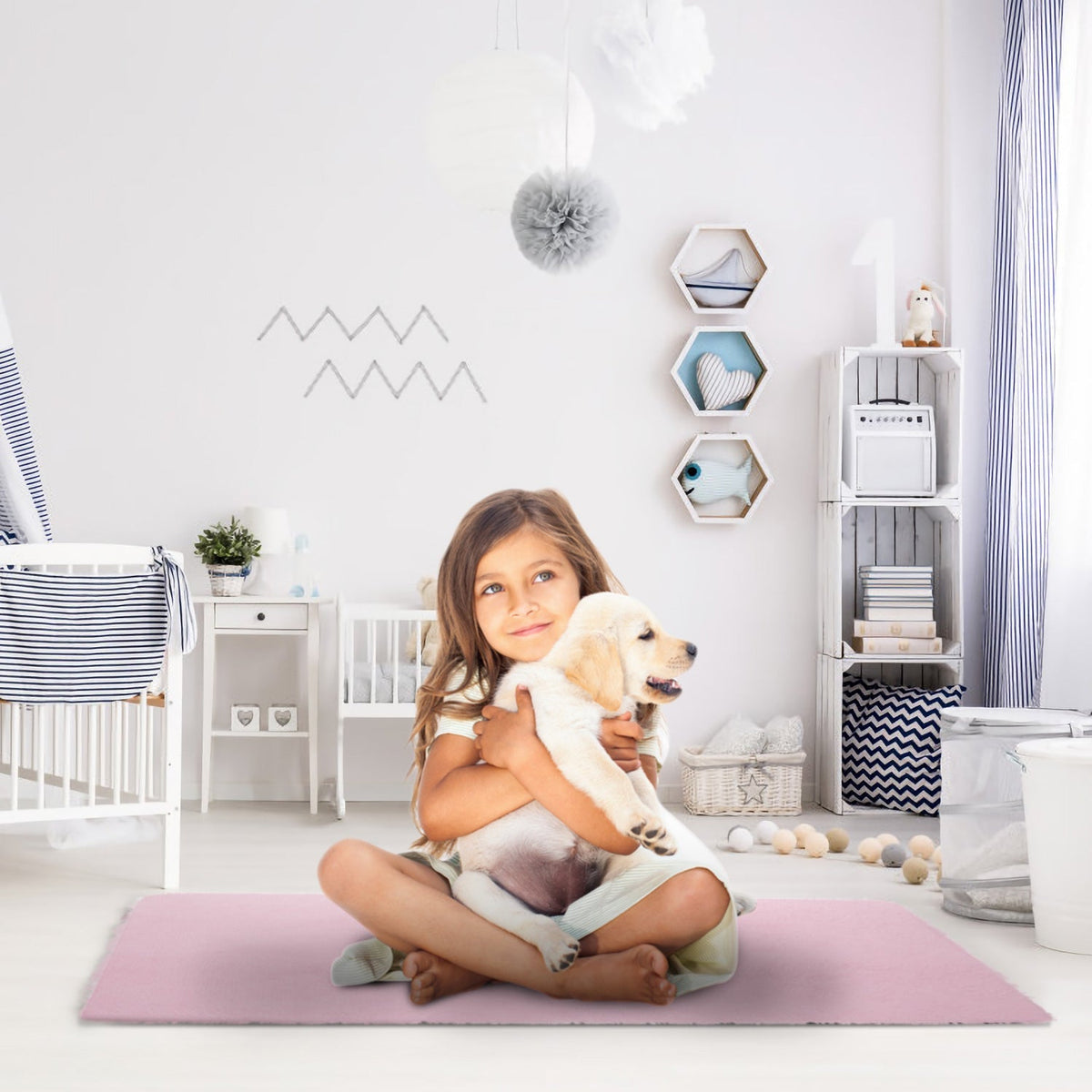Fluffy Bedroom Rug 4Õ x 2.6Õ Anti-Skid Shaggy Area Rug Decorative Floor Carpet Mat for Nursery Bedroom Living Room