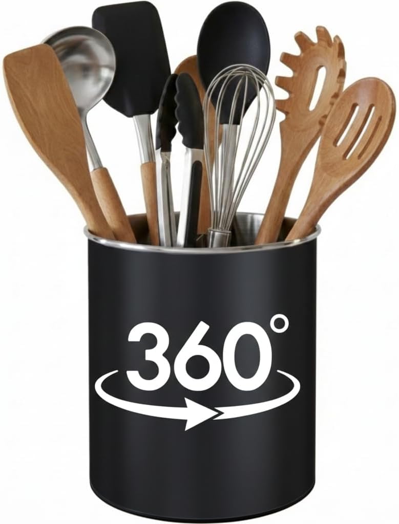 Large Rotating Kitchen Utensil Holder Countertop Caddy