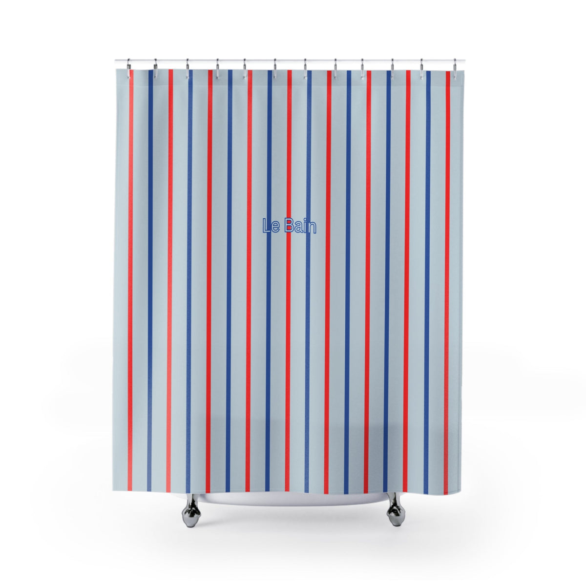 Coastal Blue 'Le Bain' Shower Curtain — French-Inspired Red & Blue Bathroom Decor