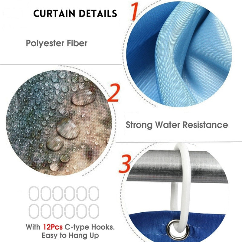 Hot HD Digital Printing Polyester Waterproof Polyester Flower Bathroom Hotel Shower Curtain