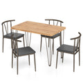 5-Piece Space-saving Dining Table Set Industrial Rectangular Kitchen Table and 4 Armless Chairs-Black