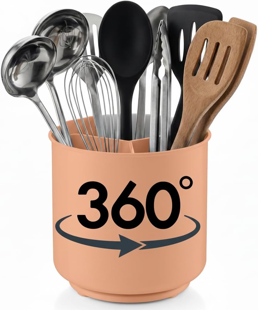 Large Rotating Kitchen Utensil Holder Countertop Caddy