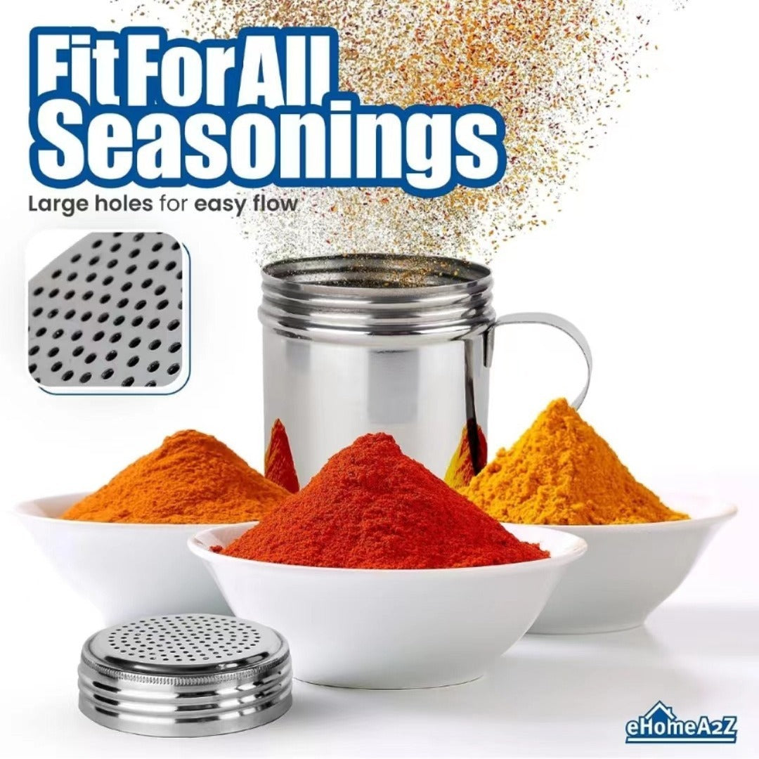 304 stainless steel powder dispenser 127 hole curved handle seasoning barbecue can kitchen supplies