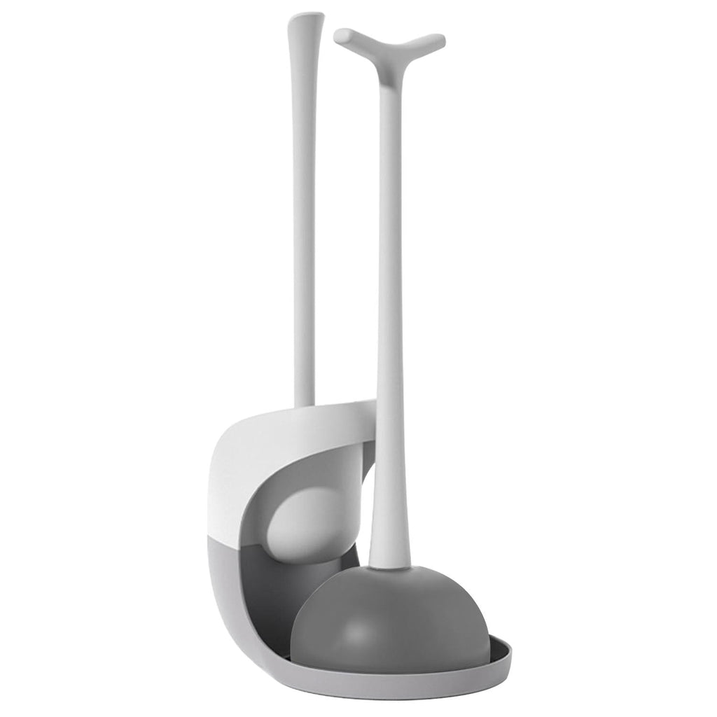 Toilet Plunger and Brush Combo Set with Ventilated Holder 2 in 1 Toilet Cleaning Tools Set with Caddy Stand for Bathroom