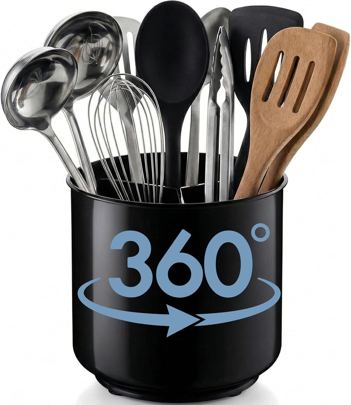 Large Rotating Kitchen Utensil Holder Countertop Caddy
