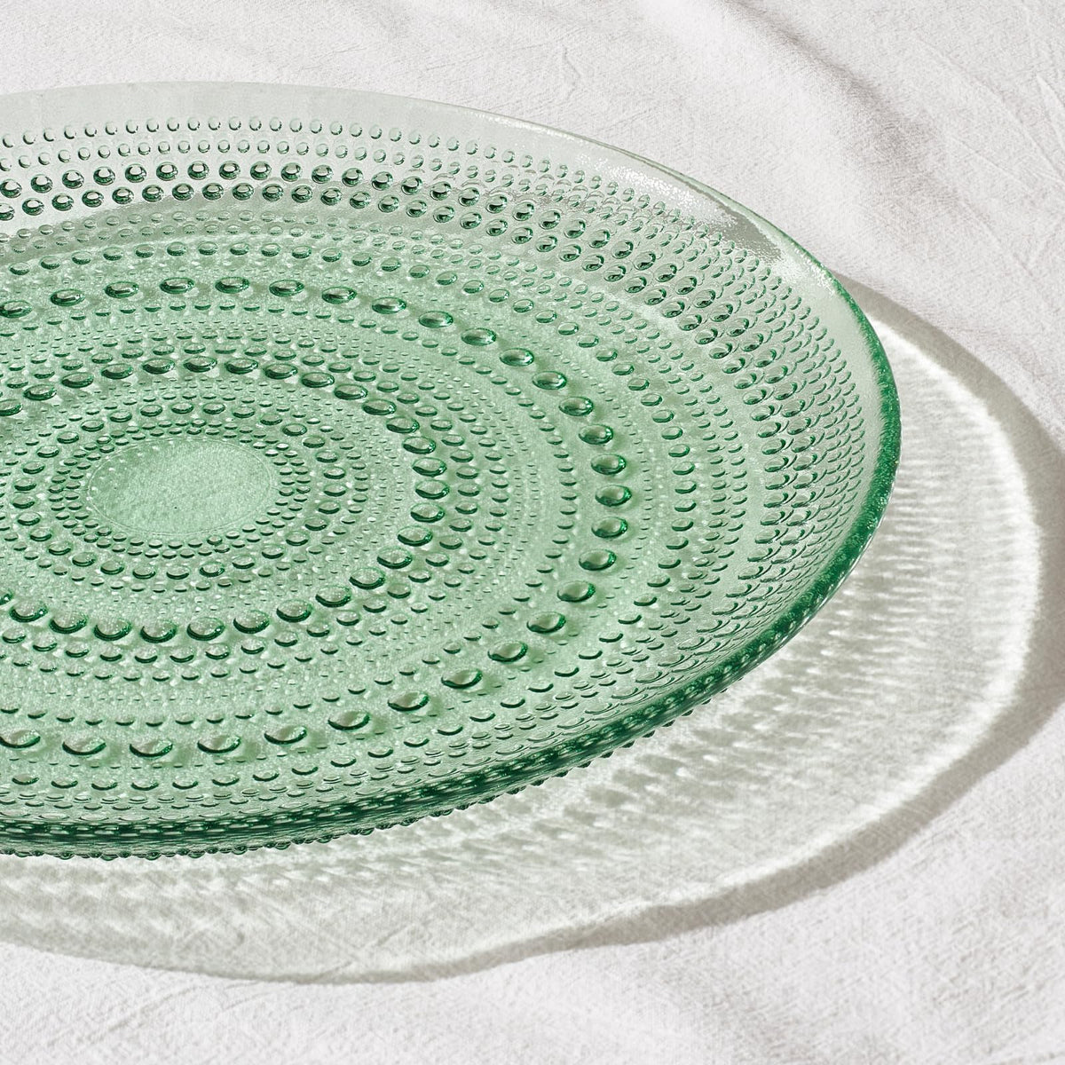 Glass Hobnail Dinner or Charger Plates | Set of 4 | Green