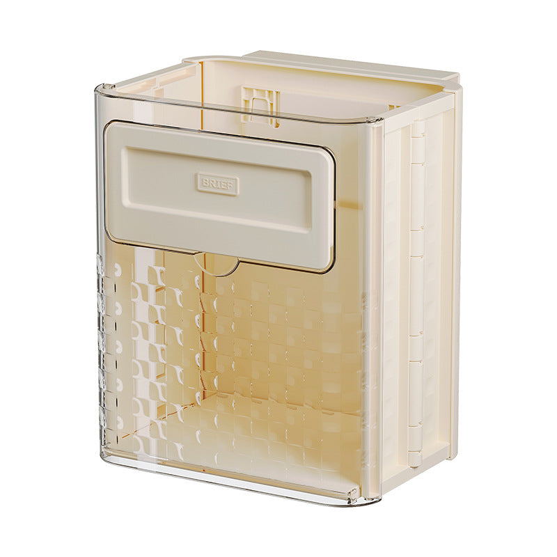 Kitchen folding trash can wall hanging large caliber leftovers bin transparent thickened folding trash can