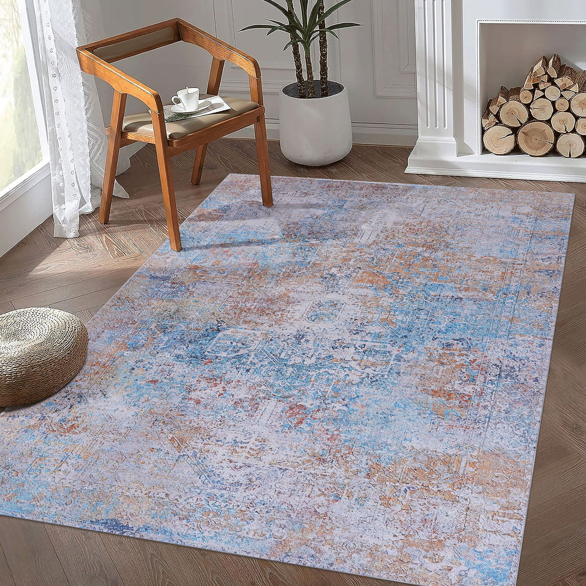 Unique Washable Area Rug with Low Pile - Multiple Colors