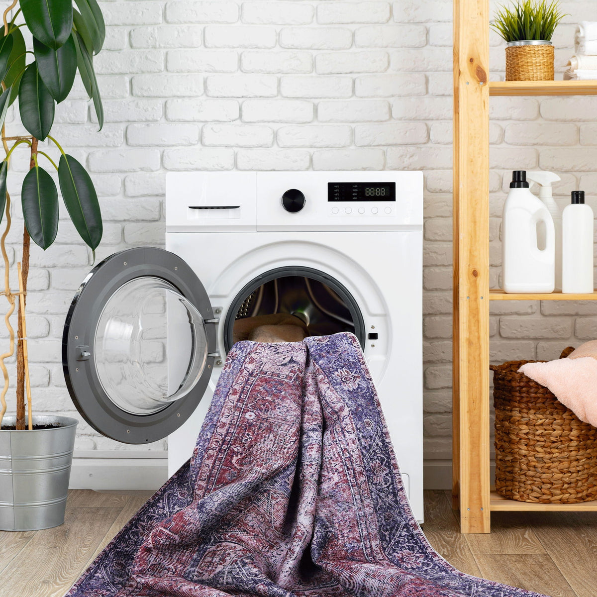 Unique Washable Area Rug with Low Pile - Multiple Colors