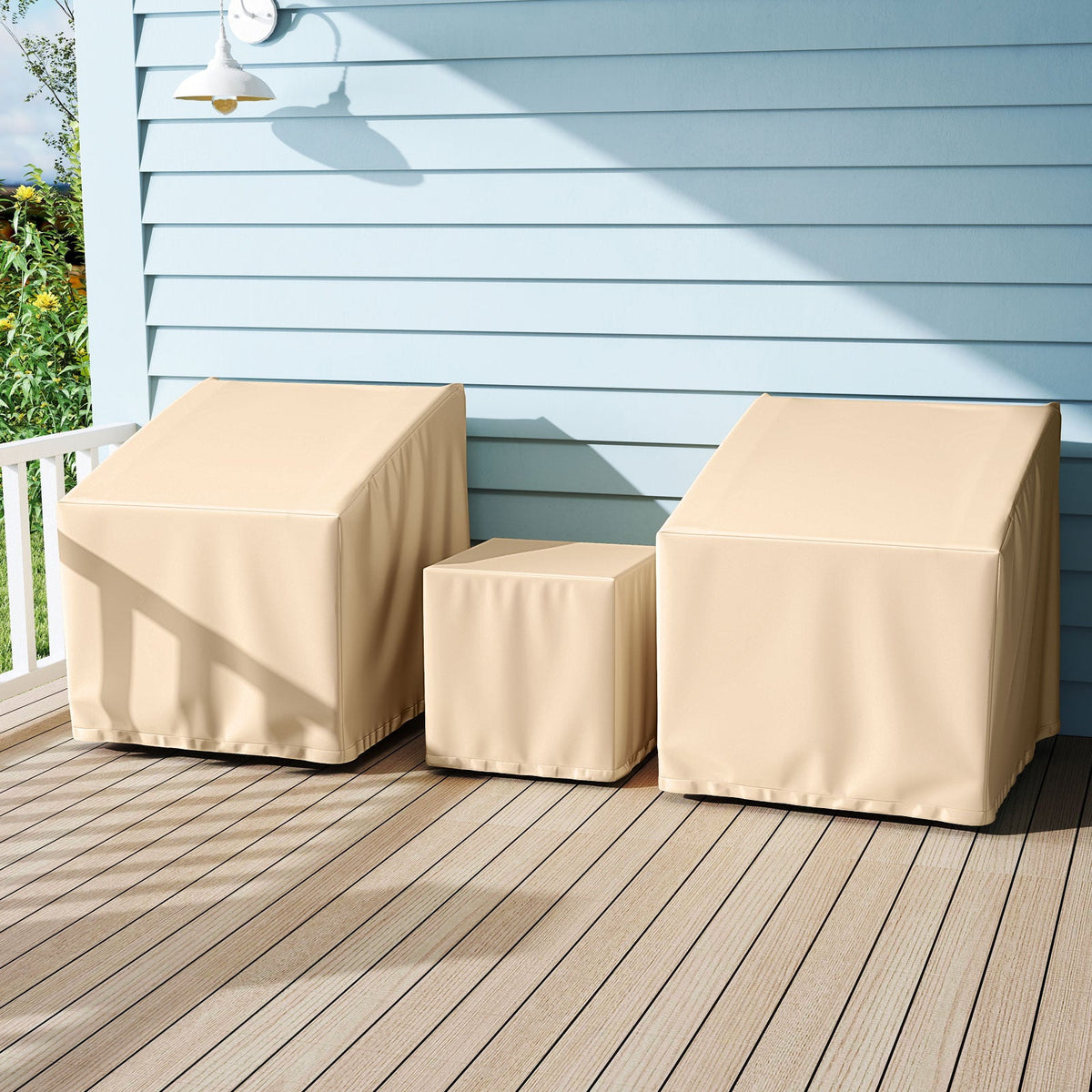 Patio Furniture Covers Waterproof Outdoor Conversation Covers for 3 Pieces Bistro Set-Beige