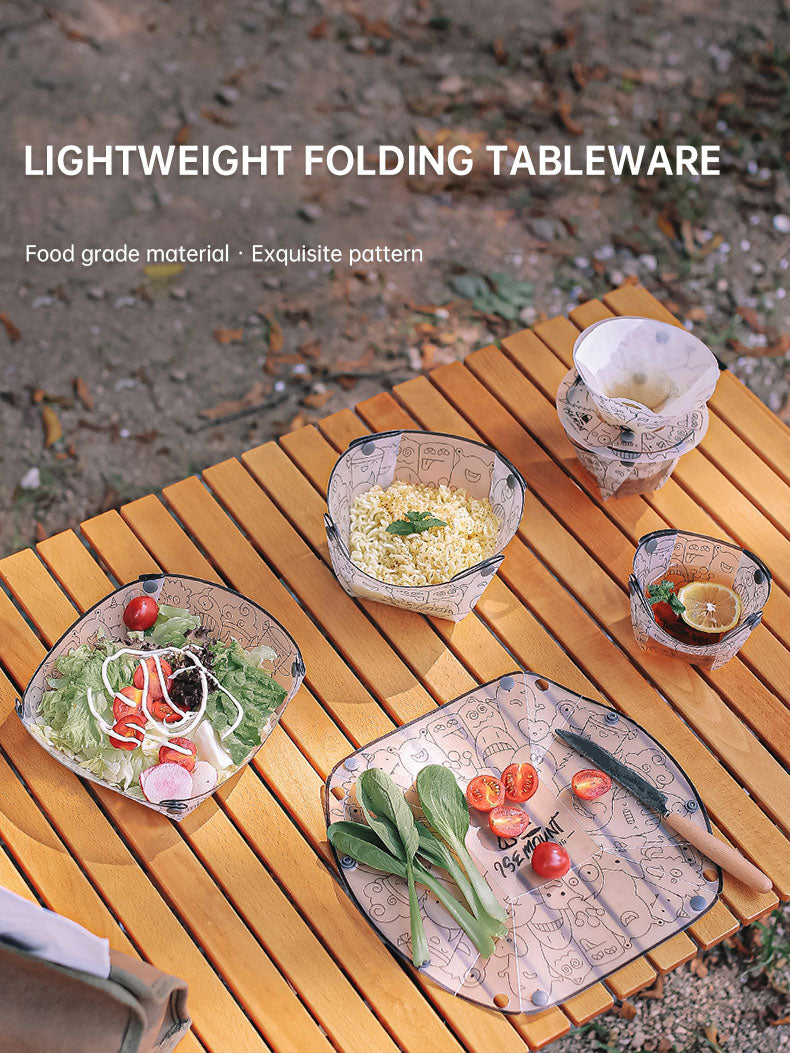 Outdoor Folding Tableware Portable Bowl Dinner Plate Coffee Filter Funnel Water Cup Multipurpose Combination Tableware Set