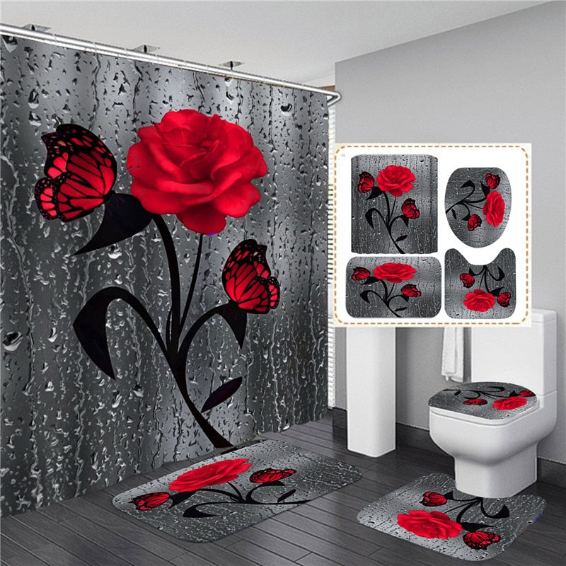 Hot HD Digital Printing Polyester Waterproof Polyester Flower Bathroom Hotel Shower Curtain