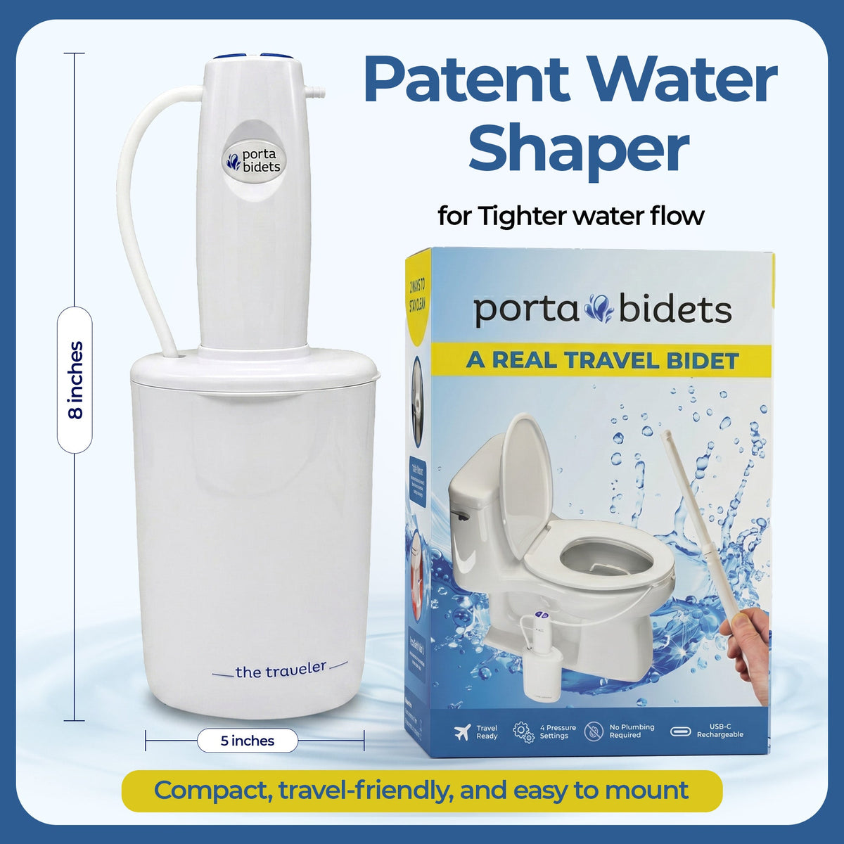 The Traveler Portable Bidet – Toilet-Mounted Travel Bidet