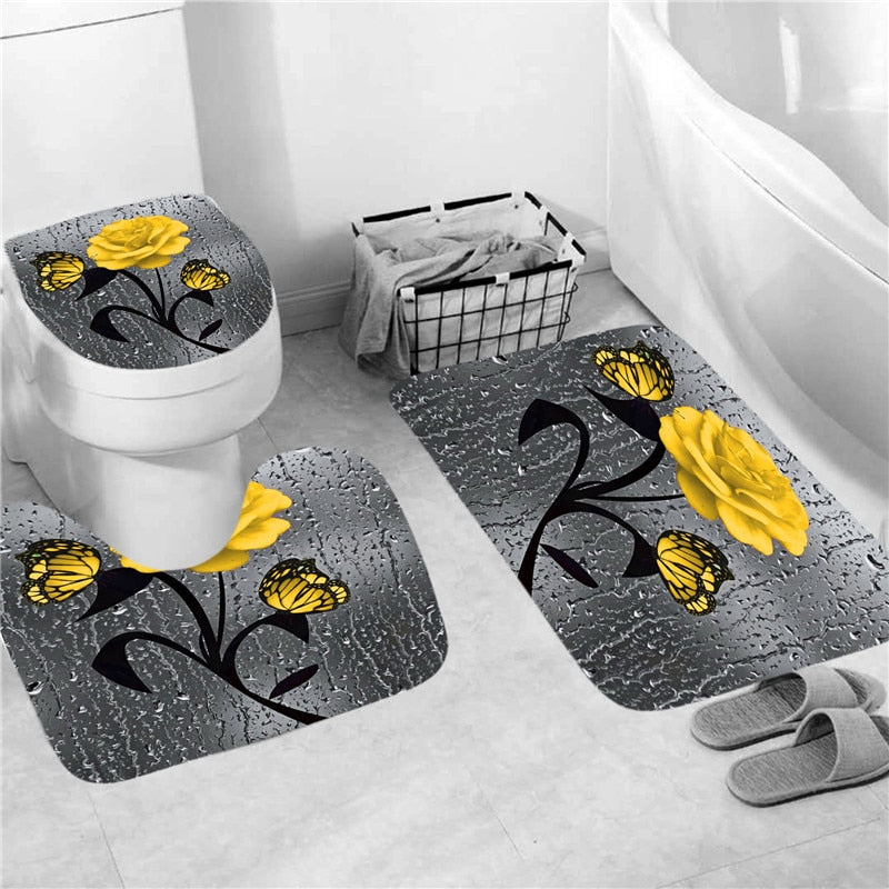 Hot HD Digital Printing Polyester Waterproof Polyester Flower Bathroom Hotel Shower Curtain