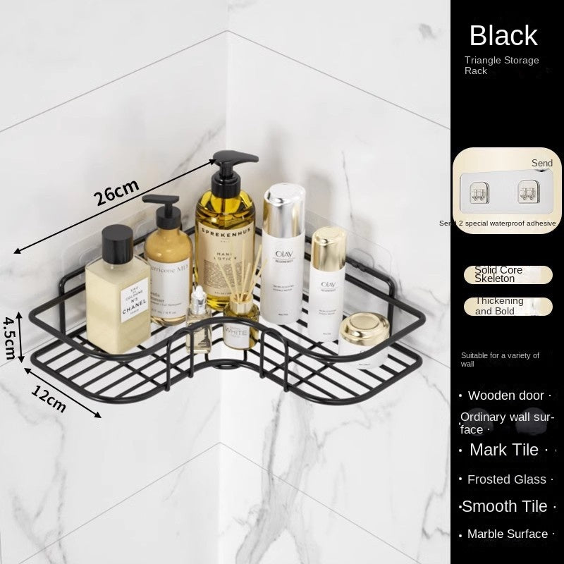 Bathroom Storage Rack Toilet Washroom Wall-Mounted Hole-Free Multi-Functional Iron Mesh Long Strip Organizer