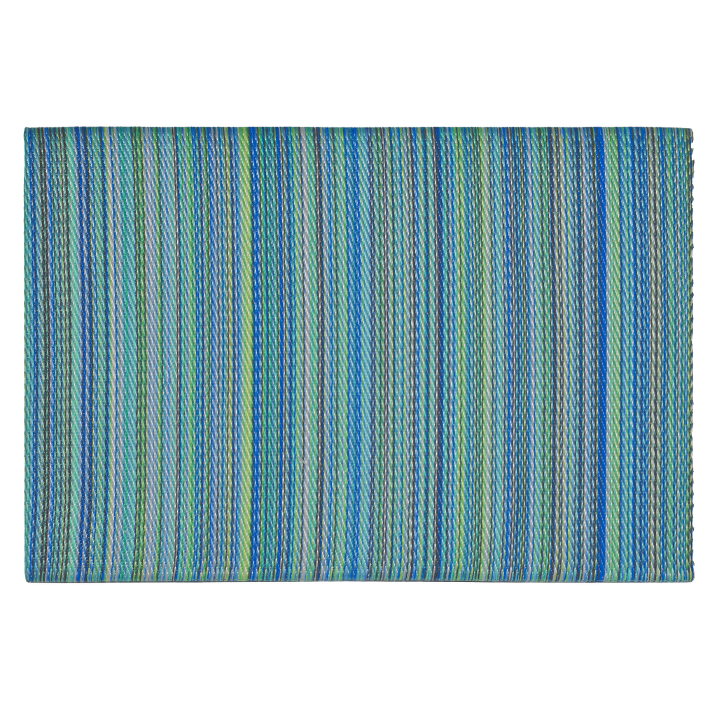 Cancun Turquoise & Moss Green Outdoor Doormat - 24" x 36" Non-Slip, Recycled Plastic