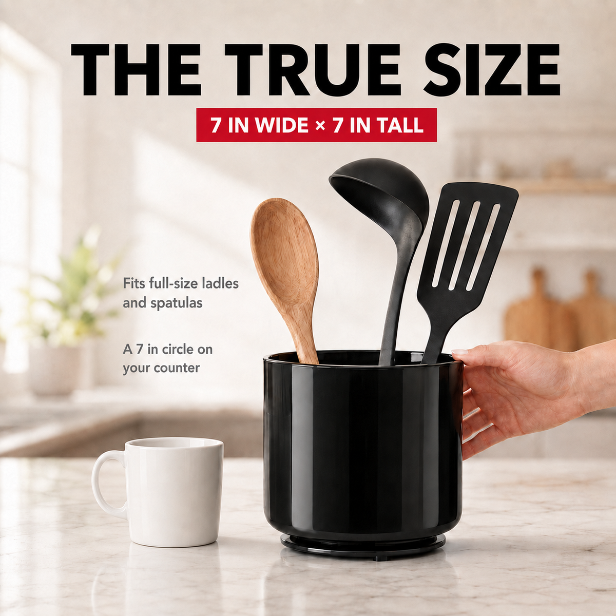 Large Rotating Kitchen Utensil Holder Countertop Caddy
