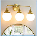 HAHZT Bathroom Vanity Light Fixtures: 3-Light Mid Century Modern Bathroom Lighting Fixtures Over Mirror - Brass Gold Wall Sconce with Milky White Globe Glass for Bath Living Room