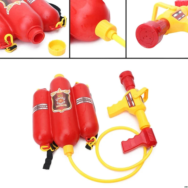 Fire Backpack Water Gun Large Capacity Fireman Water Guns Pull Out Shooting Summer Pool Beach Water Games Outdoor Toy Kids Gift