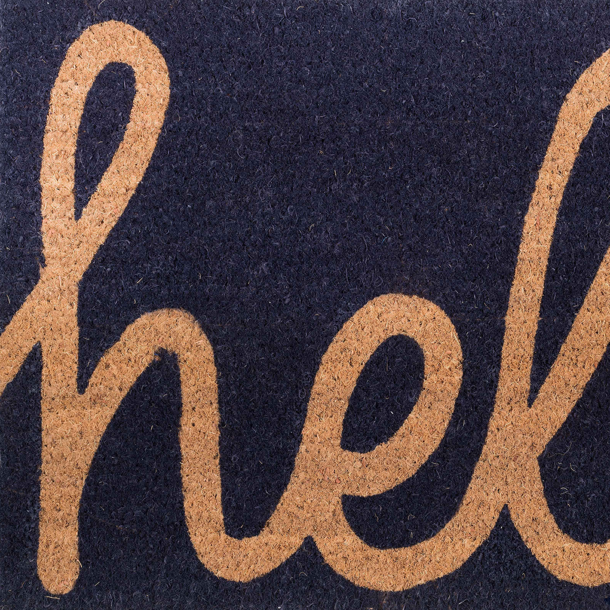 Cursive Hello Dark Blue Coir Doormat
