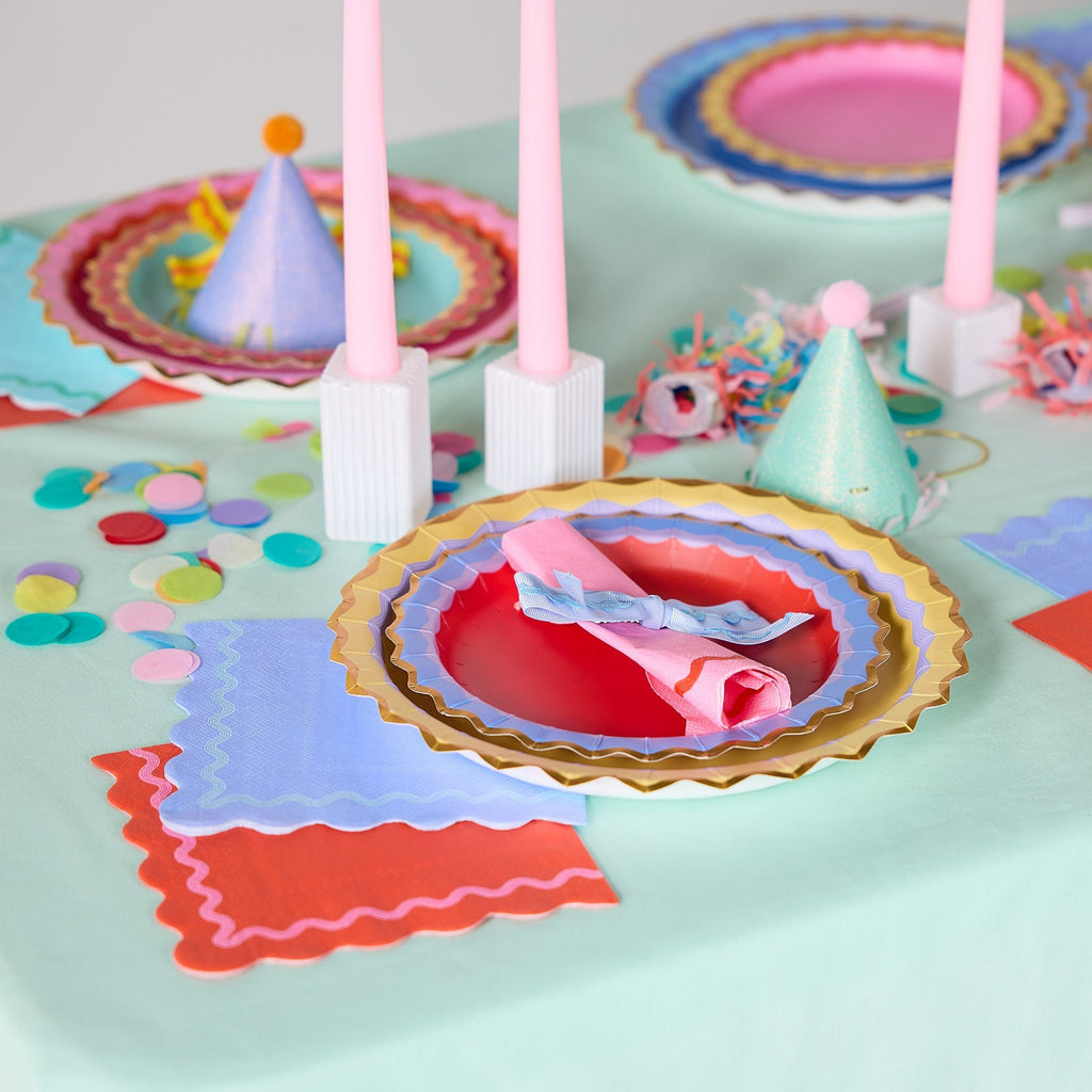 Rainbow Ric Rac Assorted Dinner Plates (10 ct, 5 colors)