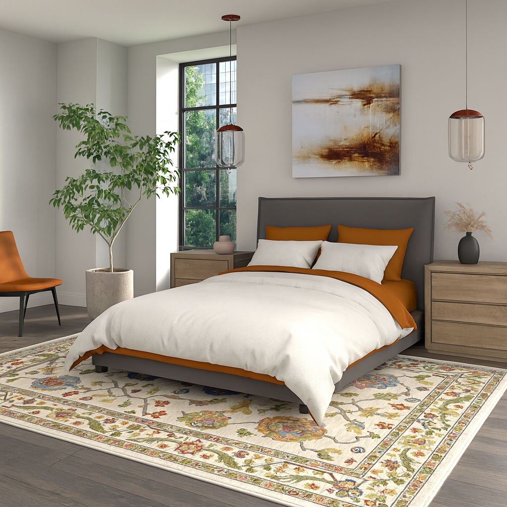 Arts and Crafts Collection Area Rug Ultra Soft Washable Rug, Non Slip Area Rug Indoor, Stain Resistant Rugs for Living Room Bedroom Vintage Home Decor