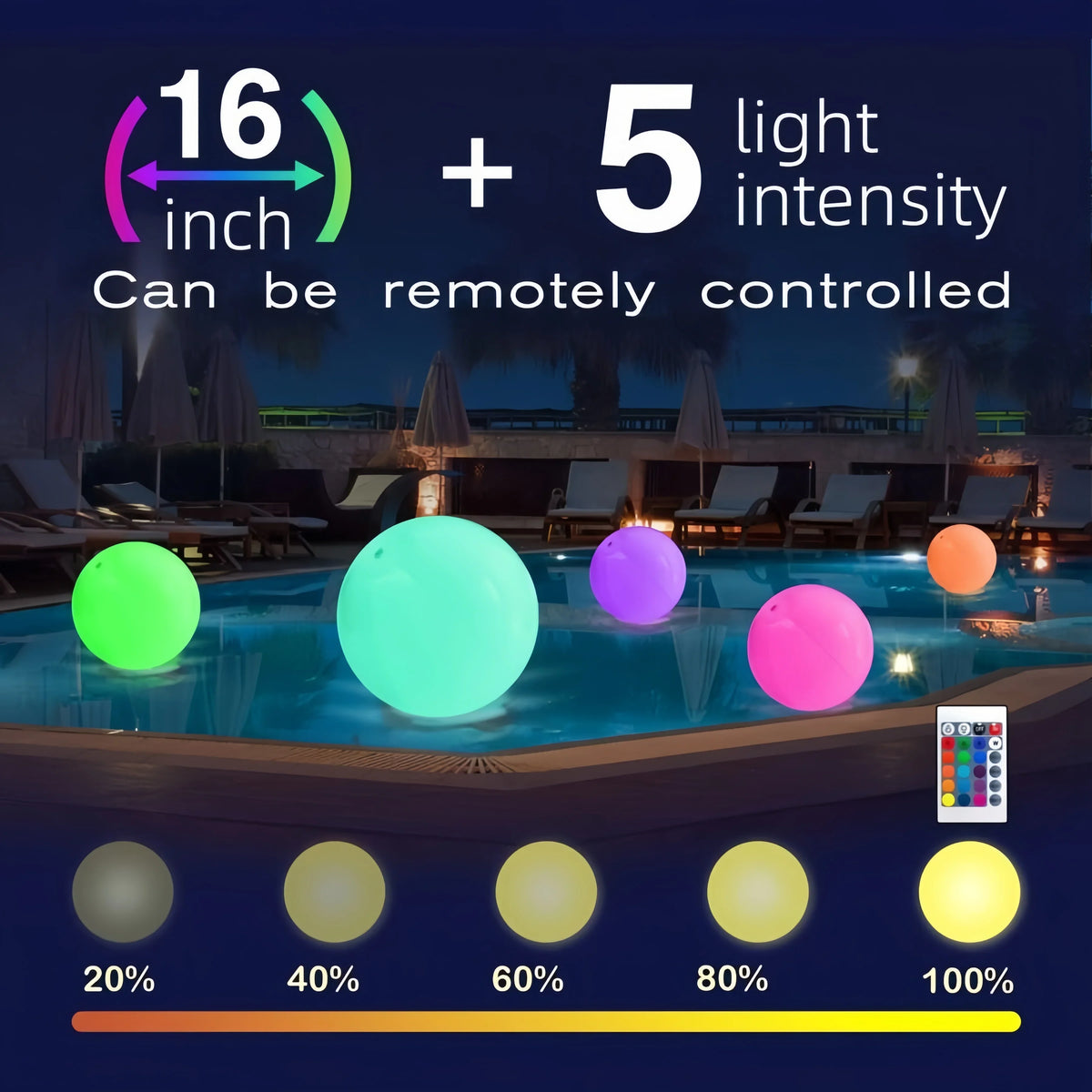 Pool Infaltable Ball - 1 Pack Light Up Beach Balls 8 Light Modes, Pool Beach Games Balls for Outdoor or Indoor Activities